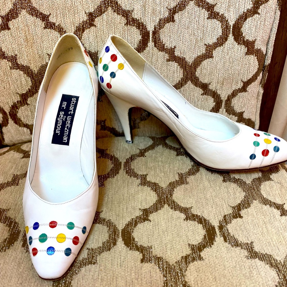 Vintage Stuart Weitzman Multicolor Heels Pumps Closed Toe  Size7.5 MADE IN SPAIN